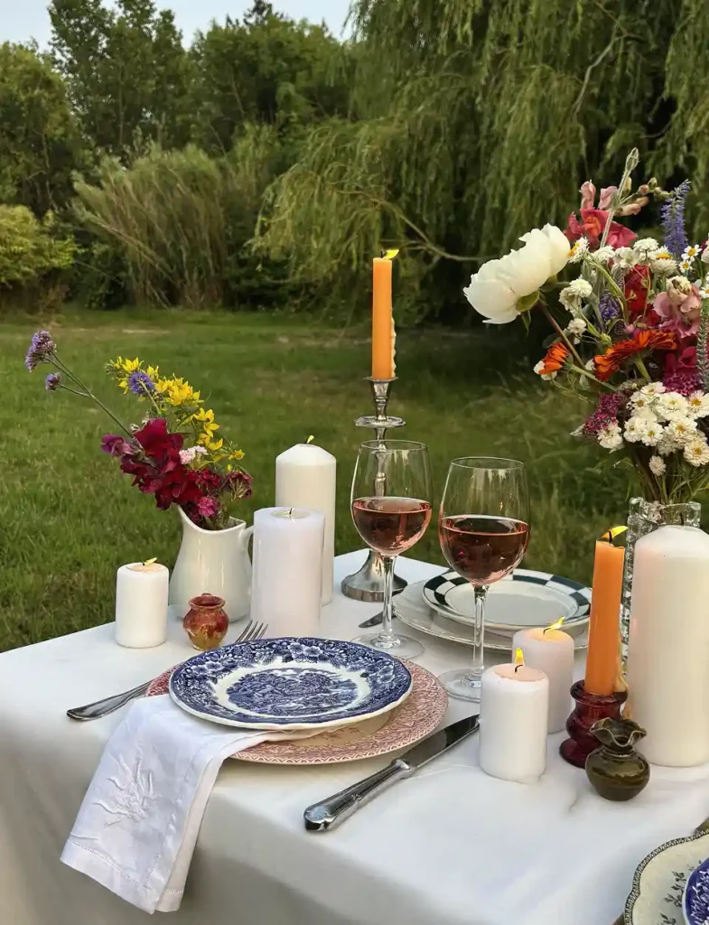 Verre de vin table champêtre Vendée