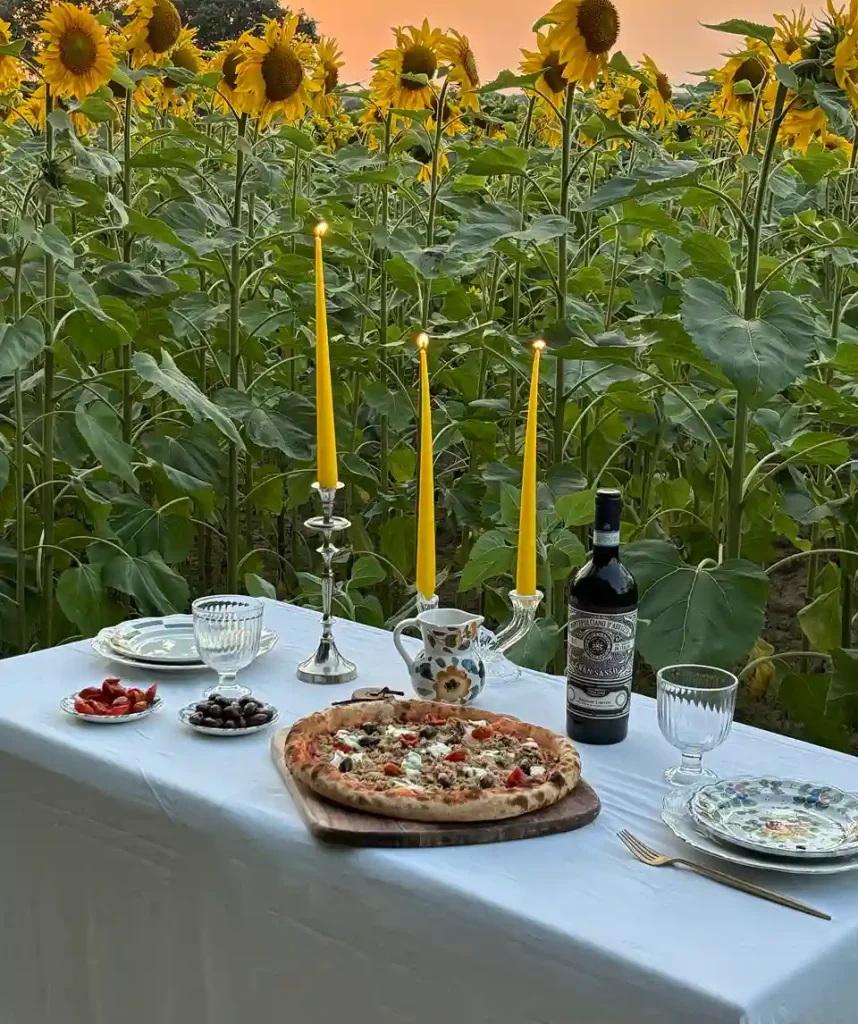 pizza aux thon dans les tournesols