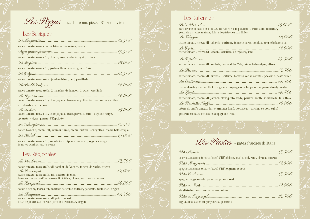 carte pizza perpoise jard sur mer